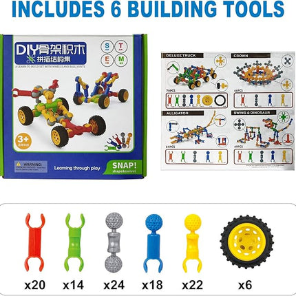 Kids Building Kit STEM Toys, 110 Pcs Educational Construction Engineering Building Blocks DIY Learning Set for Ages 3-10 Year Old Boys Girls, Best Gift for Children Creative Games Fun Play