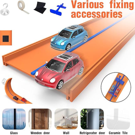 15 Ft Flexible Race Car Track Compatible with Hot Wheels and Diecast 1/64th Cars,Classic Long Rolls Up Portable Racetrack Roll Up Race Track