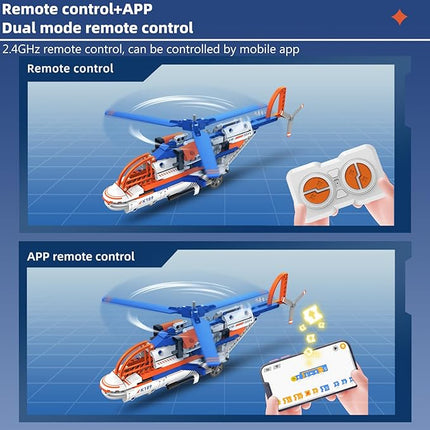 STEM Building Toys for Kids 6-14，5-in-1 Remote & App Controlled Construction Plane/Jet Aircraft/Helicopter/Space Shuttle/Wing Aircraft，325 Pcs Building Blocks Set Birthday Gift Ideas for Boys Girls