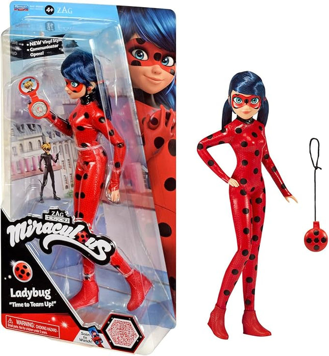 Bandai Miraculous Ladybug Articulated Doll - 26 cm Model With Yoyo in Phone Mode - Vinyl Effect Costume - Official Licensed Toy for Children 4+ - P50028