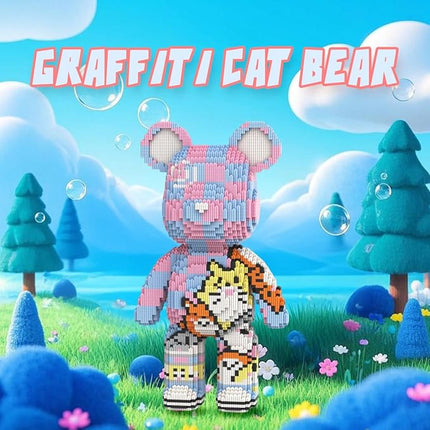 DAHONPA Animal Graffiti Cat Bear Micro Building Blocks Set (7220 Pieces) with Storage Drawer, Gift for Adults and Kids