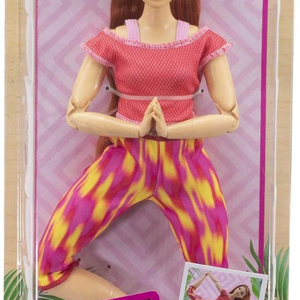 Barbie Made to Move Doll, Curvy, with 22 Flexible Joints & Long Straight Red Hair Wearing Athleisure-wear for Kids 3 to 7 Years Old