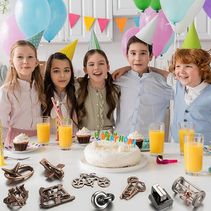 Wettarn 9 Pcs Metal Brain Teaser Puzzles Teaser 3D Steel Puzzle for Adults Unlock Interlocking Games IQ Education Smart Logic Test Toys for Adults Mind Challenge(Exquisite Style)