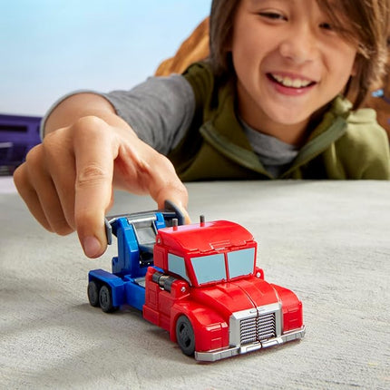 Transformers EarthSpark 1-Step Smash Changers Optimus Prime 4-Inch Action Figure, Robot Toys for Boys and Girls 6 and Up