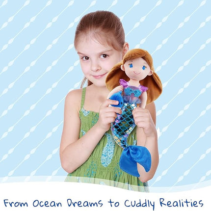 June Garden Atlantic Wonders Series - Mermaid Princess Thalassa Seabreeze - 16" Soft Plush Stuffed Mermaid Doll Gift for Toddler Girls