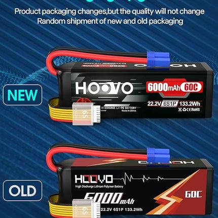 HOOVO 22.2V 6000mAh 60C 6S LiPo Battery with EC5 Plug for RC Quadcopter Truck Boat Airplane Helicopter RC Vehicle