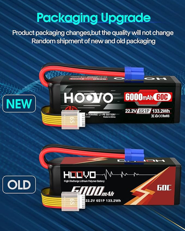 HOOVO 22.2V 6000mAh 60C 6S LiPo Battery with EC5 Plug for RC Quadcopter Truck Boat Airplane Helicopter RC Vehicle