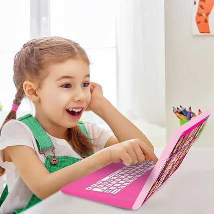 Lexibook, Barbie, Bilingual and Educational Laptop Spanish/English, Toy for Children, 170 Activities to Learn, Play Games and Music, Large Screen, Pink, JC599BBi2