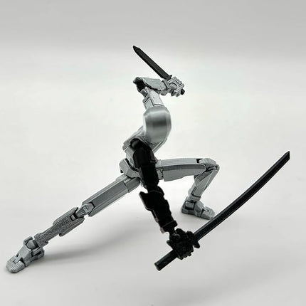 3D Printed 5.54-inch Multi-Jointed Action Figures Dummy13, Full Body Mechanical Movable Toy, Multiple Accessories, Hand Painted Figure, Desk Decoration, Creative Gifts (Z-Black Hand)