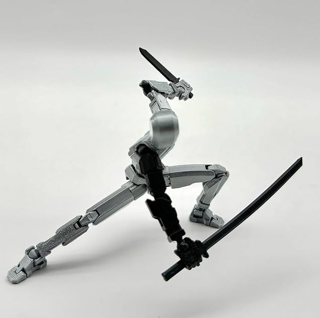 3D Printed 5.54-inch Multi-Jointed Action Figures Dummy13, Full Body Mechanical Movable Toy, Multiple Accessories, Hand Painted Figure, Desk Decoration, Creative Gifts (Z-Black Hand)