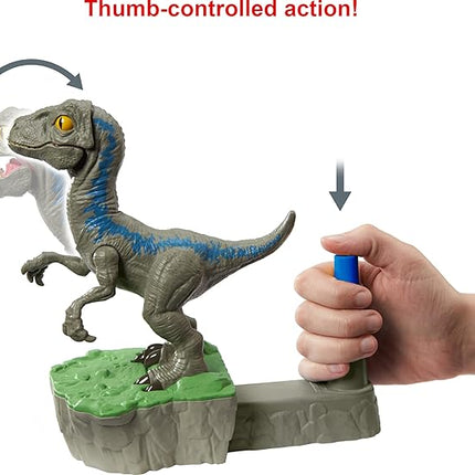 Mattel Games Rock 'Em Sock 'Em Raptors Jurassic World Domination Kids Game Fighting Raptors with Blue vs Atrociraptor