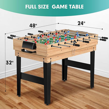 12-in-1 Game Table - 48" Combo Game Table, Ping Pong Table, Foosball Table, Air Hockey Table, Pool Table - Sports Arcade Games with Accessories - Ideal for Game Rooms and Family Game Nights!