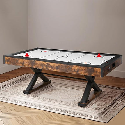 VEVOR 84" Air Hockey Table, Indoor Arcade Table Gaming Set with 2 Pushers, 2 Pucks, Electronic Scorer, X-Shaped Legs & High-Powered Blower, Air Powered Hockey Game Table for Family Game Room Office