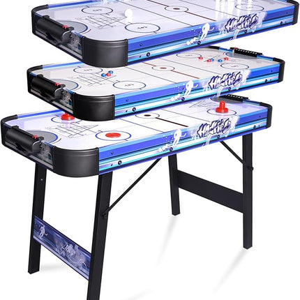 Folding Air Hockey Table 48" Powered Hockey Game Table 4ft Indoor Electric Hockey Table w/2 Pucks, 2 Pushers, Digital LED Scoreboard, Powerful 12V Motor for Adults and Kids