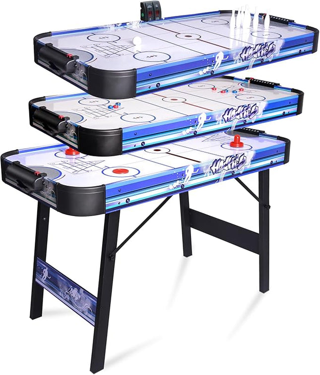 Folding Air Hockey Table 48" Powered Hockey Game Table 4ft Indoor Electric Hockey Table w/2 Pucks, 2 Pushers, Digital LED Scoreboard, Powerful 12V Motor for Adults and Kids