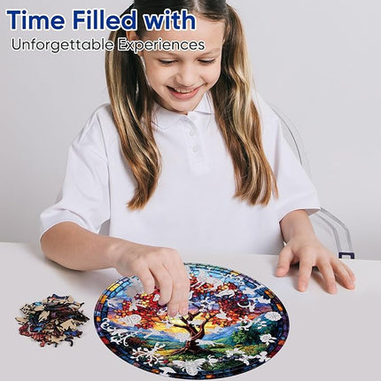 Wooden Puzzles for Adults, Tree of Life Redwood Fall Jigsaw Puzzles 200pcs,11.2x11.2in, Unique Shape Adult Puzzles, Irregular Wood Creative for Adults Family Game