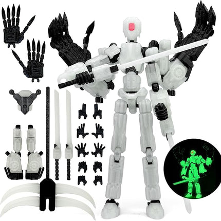8Inch T13 Action Figure Assembly Completed,3D Printed Multi-Jointed Movable Toy Nova 13 Action Figures Desktop Decorations for Game Lovers Toy (Luminous Green)
