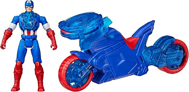 Marvel Avengers Epic World of Action Captain America Shield-Shot Cycle, 4-Inch (10 cm) Figure & Toy Motorcycle Playset, Super Hero Toys for Kids, 4+