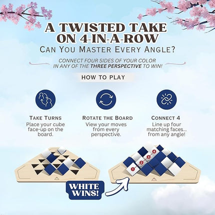 yamma 4-in-a-Row Game with Wooden Spinning Board, 3D Visual Strategy Experience for Ages 12+, a Quick and Clever Challenge Ideal for Families, Teens, and Casual Players