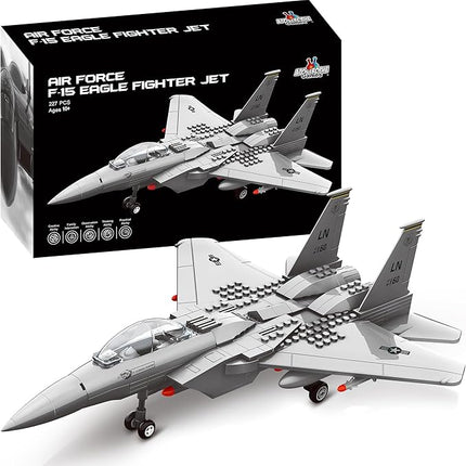 Apostrophe Games Fighter Jet Building Block Set – 227-Pcs F-15 Eagle Fighter Toys Set – Plane for Kids Older Than 10 and Adults – Compatible with All Building Bricks