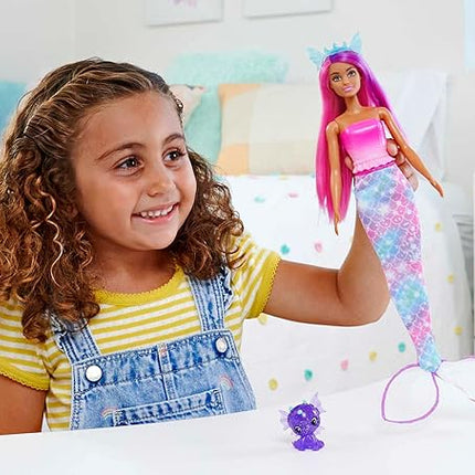 Barbie Dreamtopia Doll with Clothes & Accessories, Fairytale Dress-Up Set with Mermaid Tail, Baby Unicorn, Dragon Pet & More