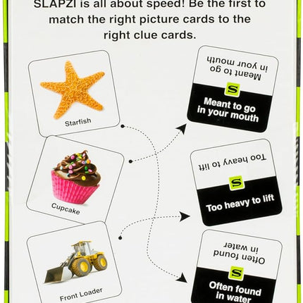 SLAPZI - The Fast-Matching, Card-Slapping Game, Match Picture Cards to Clue Cards and Slap Down Your Match, Fast, Fun and Easy, Perfect for Family Game Nights & Parties. for 2-8 Players, Ages 8+