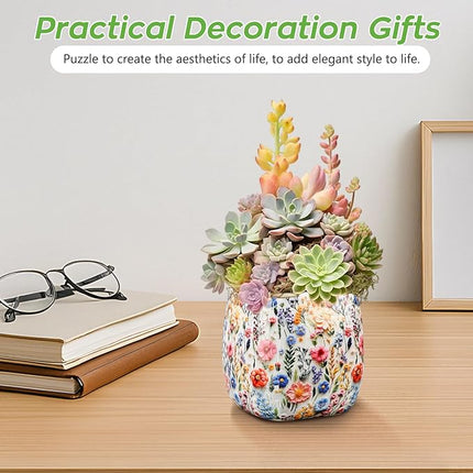 3D Puzzles,164 Unique Flower Vase Puzzle Pieces for Adults, Curved Plastic Vase Exquisite Decorative Gift for Flower Arrangements and Home Decoration,Crafts for Adults (Luxuriant Flowers)