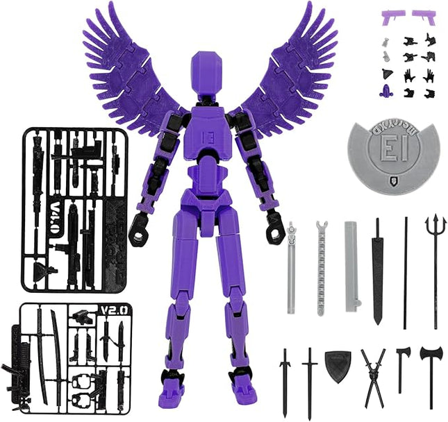 MerryXD T13 3D Action Figure,Assembly Completed Dummy Nova Titan Lucky 13 Action Figure 3D Printed Multi-Jointed Movable Toy Purple