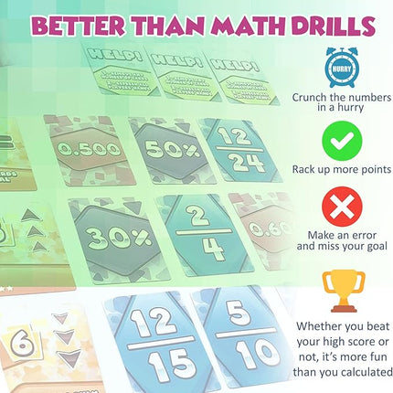 Math Rush 3: Fractions, Decimals & Percentages - A Cooperative Time-Based Math Flash Card Game for Kids, Students, and Families | Fun & Engaging STEM Game for Math Class or Family Game Night