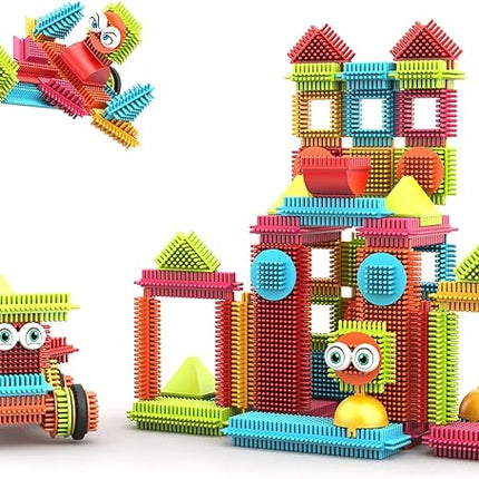 Contixo 144 pcs Bristle Shape 3D STEM Building Toys, Construction Learning Stacking Educational Block, Creativity Beyond Imagination, Inspirational, Safe & Durable, Recreational Toy for Kids Ages 3-8