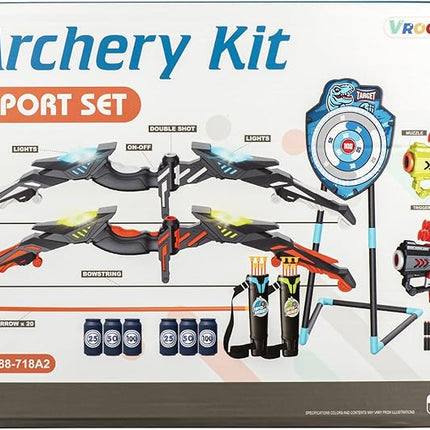 LED Standing Target Archery Set with Bow & Arrows for Kids 4-12 Years Old, Outdoor Sports Toy Gift for Boys & Girls (Blue/Green)