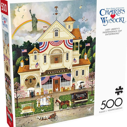 Buffalo Games - Charles Wysocki - Lady Liberty's Independence Day Enterprising - 500 Piece Jigsaw Puzzle for Adults -Challenging Puzzle Perfect for Game Nights