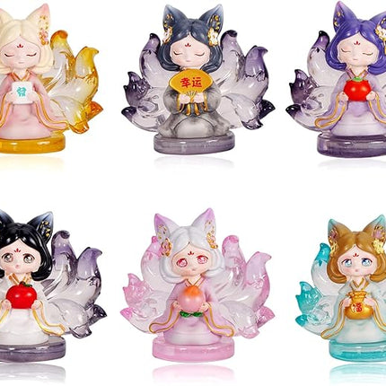 Nine-Tailed Fox Fairy Blind Box Mystery Boxes Random Design Fairy Figurines Collectible Toys Home Office Decor Gifts for Kids Adults