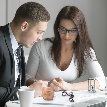 Brain Teaser Puzzle Unlock Interlock Puzzle IQ Test Toy 3D Wooden and Metal Brain Teaser Toy Puzzles for Kids Teen and Adults