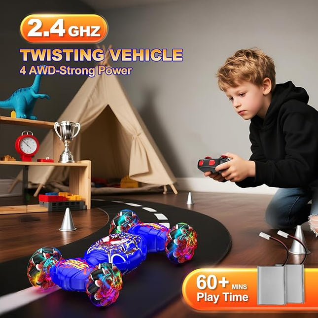Remote Control Car, Gesture Sensing RC Stunt Car, 4WD Transform Off-Road Vehicle for 360° Rotation & Drift, 2.4GHz Hand Controlled Twister Cars, RC Cars Toys for Kids Boys Girls Birthday Gift Age 6-12