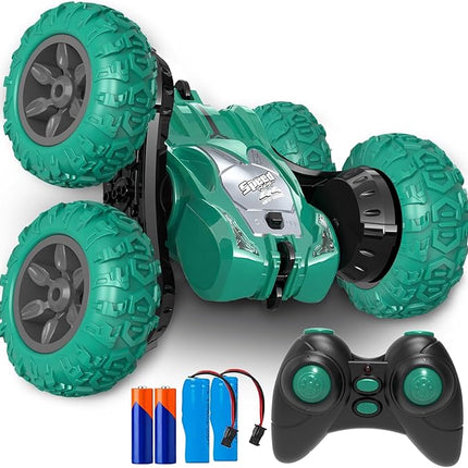 Remote Control Car, RC Stunt Double Sided 360° Rolling Rotating Rotation Cars, High Speed Off Road Racing Truck for 6 7 8-12 Year Old Boy Kids Toy (Green)
