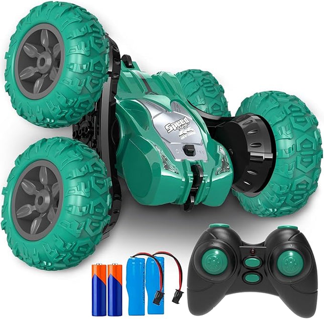 Remote Control Car, RC Stunt Double Sided 360° Rolling Rotating Rotation Cars, High Speed Off Road Racing Truck for 6 7 8-12 Year Old Boy Kids Toy (Green)