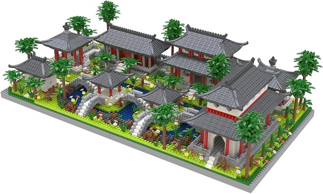 Architecture Chinese Style of Suzhou Garden,Set 3 Backyard, Micro Block,Classical Famous Building Block Set,Asian Cultures,3988 PCS for Adults and Teens