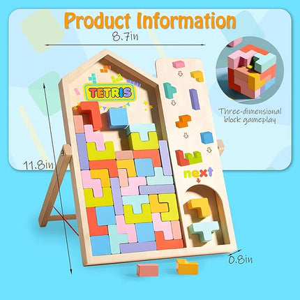 Wooden Stacking Puzzle Colorful 3D Versatile Russian Blocks for Toddlers 3-6 Years,Brain Teasers Toy Board Game Toys, Montessori Toys for 3 4 5 Year Old,Christmas Birthday Gift for Boys and Girls