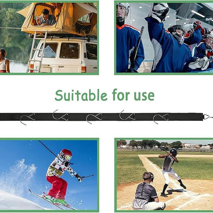 2Pcs Hockey Hanger Portable Hanging Drying Rack Sports Gear Organizer Hanging Straps with 5 Hooks Hockey Gifts for Home, Travel & Outdoor Using in Ice Hockey Skating Skiing Football Baseball Lacrosse