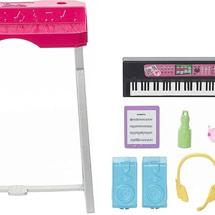 Barbie: Big City, Big Dreams Brooklyn” Roberts Doll (11.5-in, Brunette with Braids) & Music Studio Playset with Keyboard & Accessories, Gift for 3 to 7 Year Olds