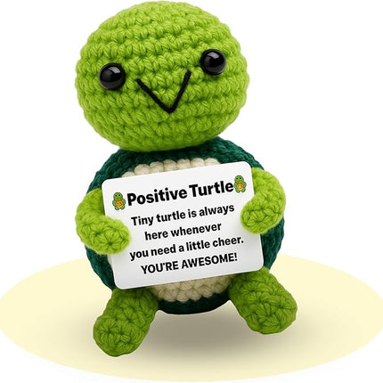 Positive Turtle New - Positive Crochet Animals Handmade Emotional Support Crochet Doll Desk Decor Pickle Gifts Emotional Support Plush for Anxiety & Stress Relief