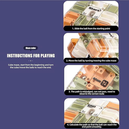 Large Labyrinth 3D Puz-zle Cube, Spatial Awareness Brain Training Toy for Stress Relief & Logic Development, Mind Teaser Challenge Game, Spatial Logic Puzzle for Kids and Adults (Dual Color)