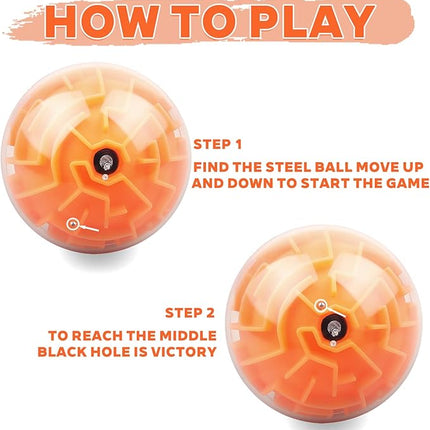 Amaze 3D Memory Sequential Maze Ball Puzzle Toy Gifts for Kids Adults - Challenges Game Lover Tiny Balls Brain Teasers Game (Orange)