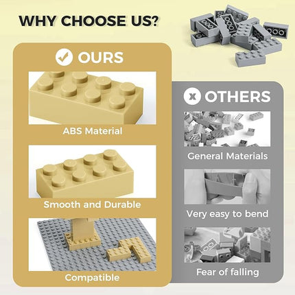 500 Piece Classic Building Bricks and 1 Gray Baseplate, 2x4 Bricks Bulk Creative Building Toys, Blocks Bulk for Kids Ages 6+, Sand(Samll Bricks, 1.25x0.62x0.47 in)