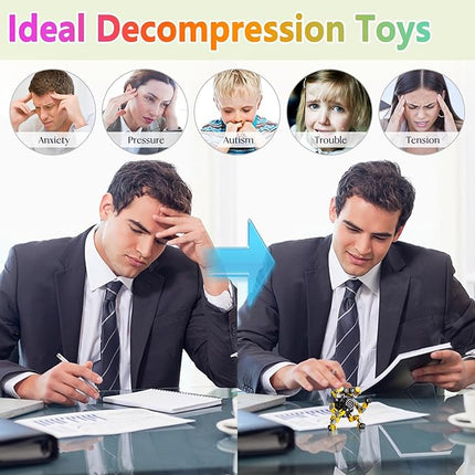 Transformable Fidget Spinners 4 Pcs for Kids and Adults Stress Relief Sensory Toys for Boys and Girls Fingertip Gyros for Party Favors Stocking Stuffers Bulk for Kids