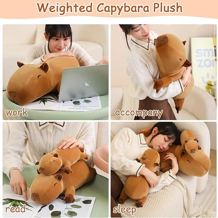 SQEQE Weighted Capybara Plush, Weighted Capybara Stuffed Animal, Cute Plushies Soft Pillow Toy Gift for Kids Adults 9.8 Inch, 0.8 Lbs