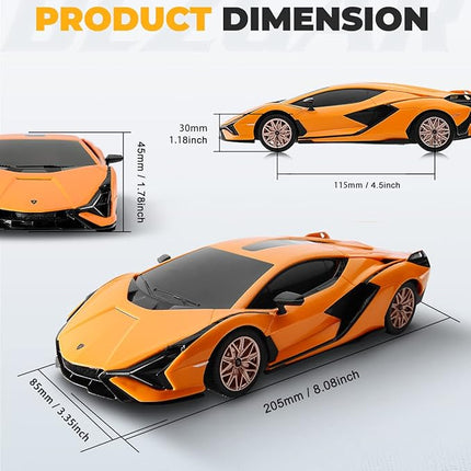 BEZGAR Licensed RC Series, 1:24 Scale Remote Control Car Lambo Sián FKP 37 Electric Sport Racing Hobby Toy Car Model Vehicle for Boys and Girls Teens and Adults Gift (Orange)