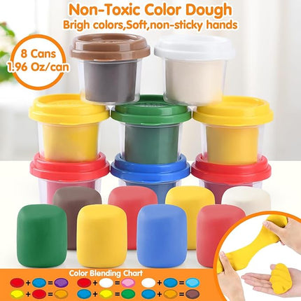 2 in 1 Color Dough Sets for Kids Ages 2-4-8, Kitchen Creations Ice Cream Pizza Maker Machine, Art Crafts Play Food Toys for 3 Year Old Girls Boys and Up, 8 Cans of Modeling Compound Dough,2 oz Cans