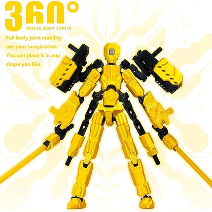 (Assembly Completed) 8 inch T13 Action Figure Set,T 13 Action Figure Multi-Articular Mobile Robot Nova T-13,Desktop Decorations for Game Lovers Toys (Yellow)